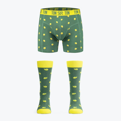 Chaussettes & Boxer Easy Peasy Citron – Coton Bio – Cadeau Homme Original Ton sur Ton