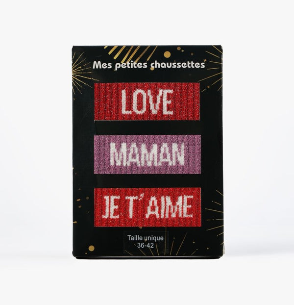 Mom glitter socks gift box Love Mom 3 pairs