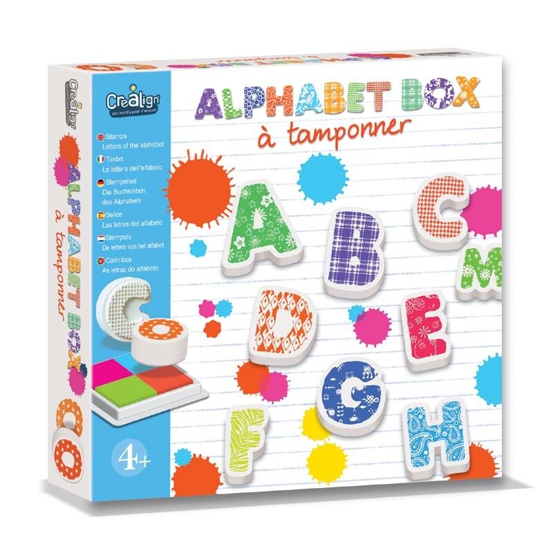 Tampons Alphabet – Crealign (30 lettres + encreur 4 couleurs) Créa lign