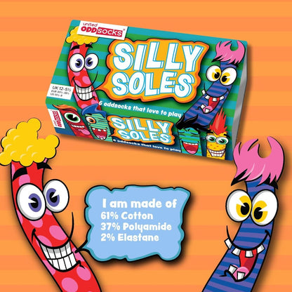 SILLY SOLES – Coffret 6 Chaussettes Dépareillées Enfant | United Oddsocks | Taille 34-38 United Oddsocks