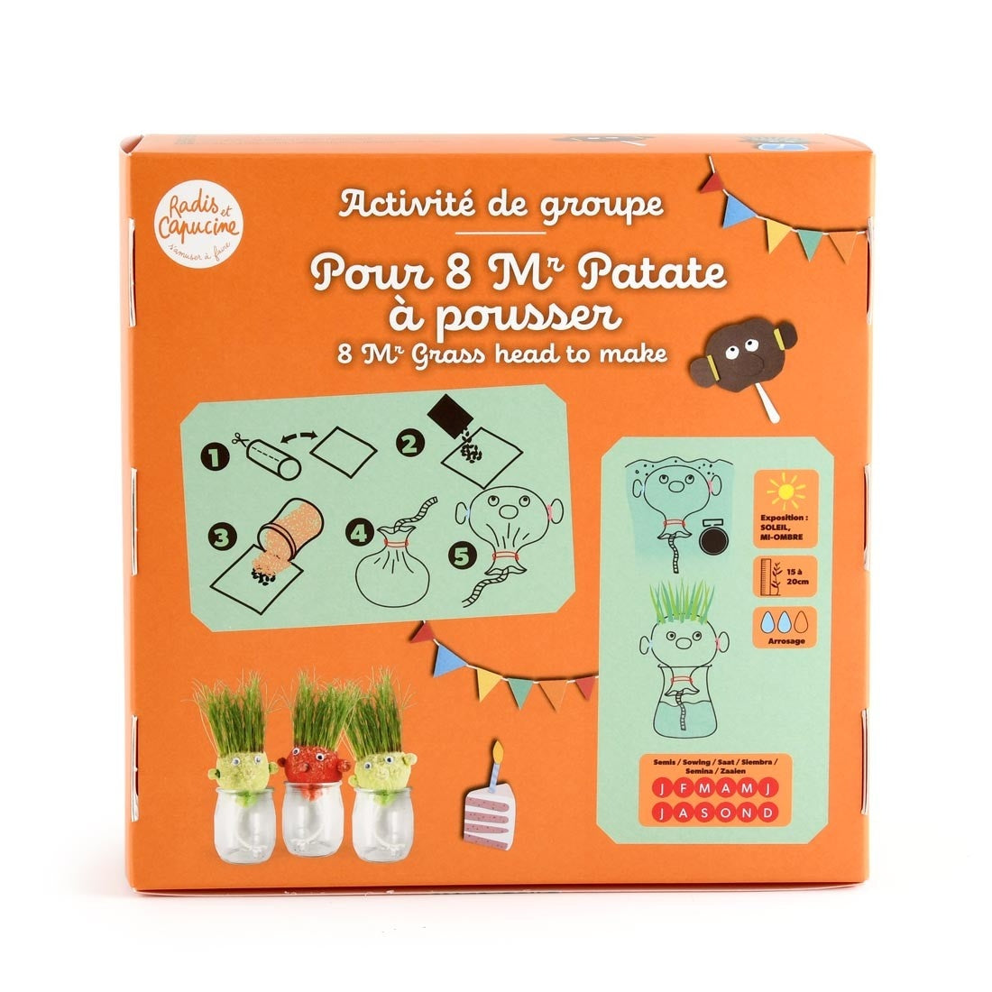 Kit Créatif Monsieur Patate – 8 Têtes à Faire Pousser | Activité Anniversaire Enfant Radis et Capucine
