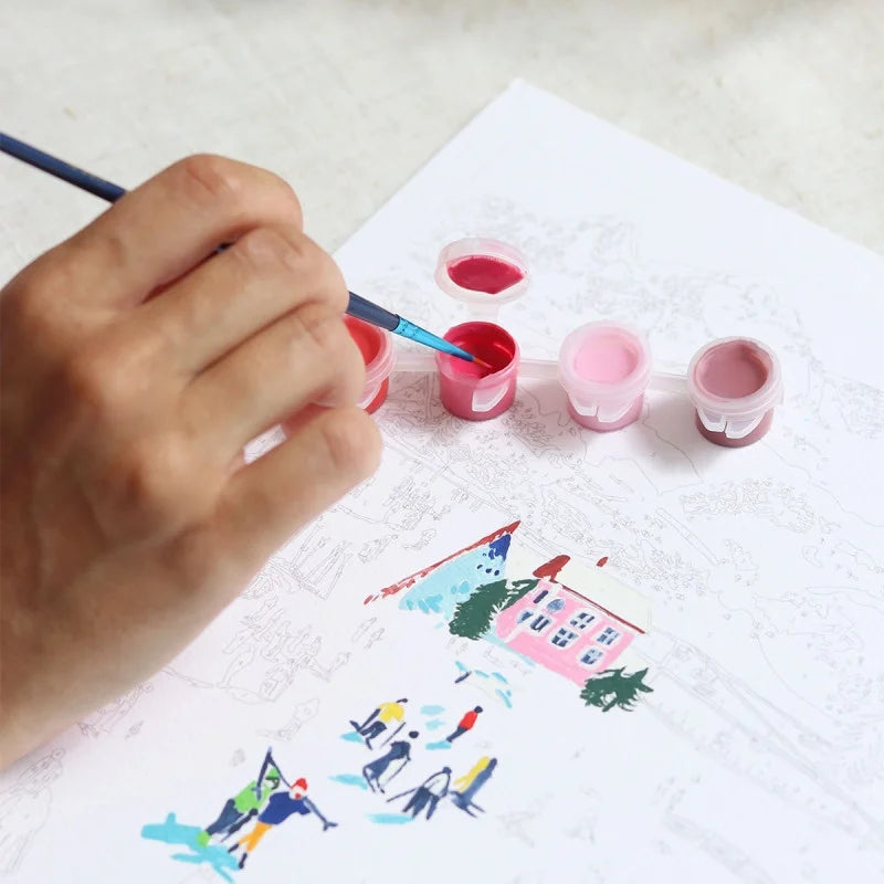 Kit peinture par numéros avec pinceaux et peintures écologiques
