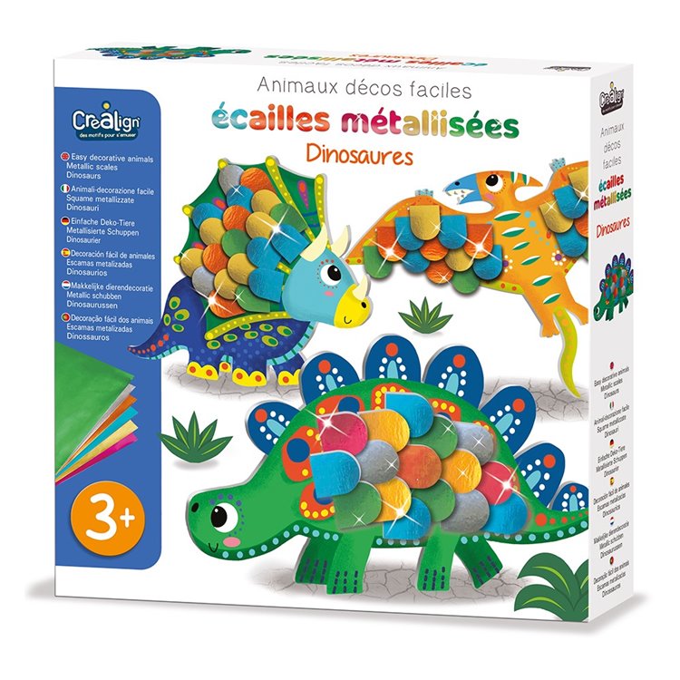Dinosaures écailles métallisées – Coffret créatif 3D enfant 3 ans+ Créa lign