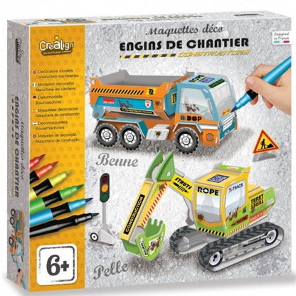 Maquettes engins de chantier – Coffret créatif enfant 6 ans+ Créa lign