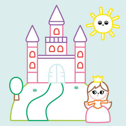 Grande princesse à colorier avec contours en relief pour enfant de maternelle