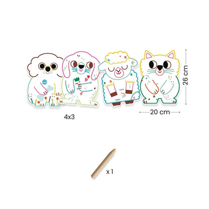 Dessin d'animal révélant des motifs cachés après coloriage