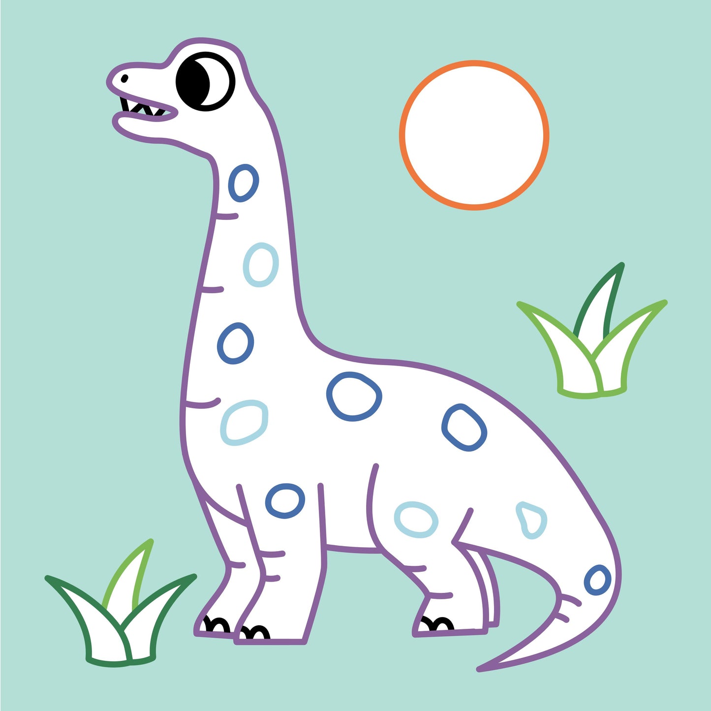 Coloriage dinosaure avec contours très larges en relief pour aider à ne pas dépasser