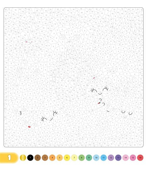 Enfant coloriant une illustration mystère grâce au code couleur