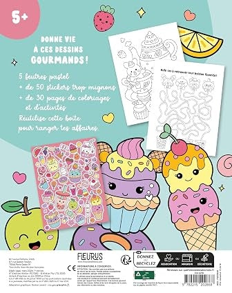 Pages de coloriages gourmandises kawaii à personnaliser