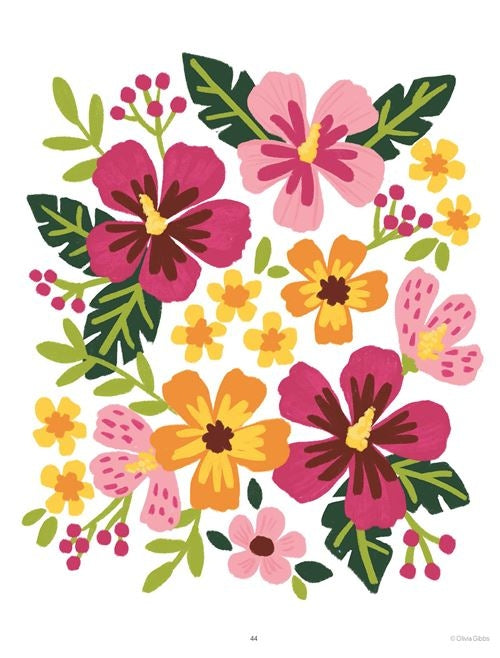 Fleurs en fête – Livre de coloriage floral créatif multi-techniques Editions Marabout