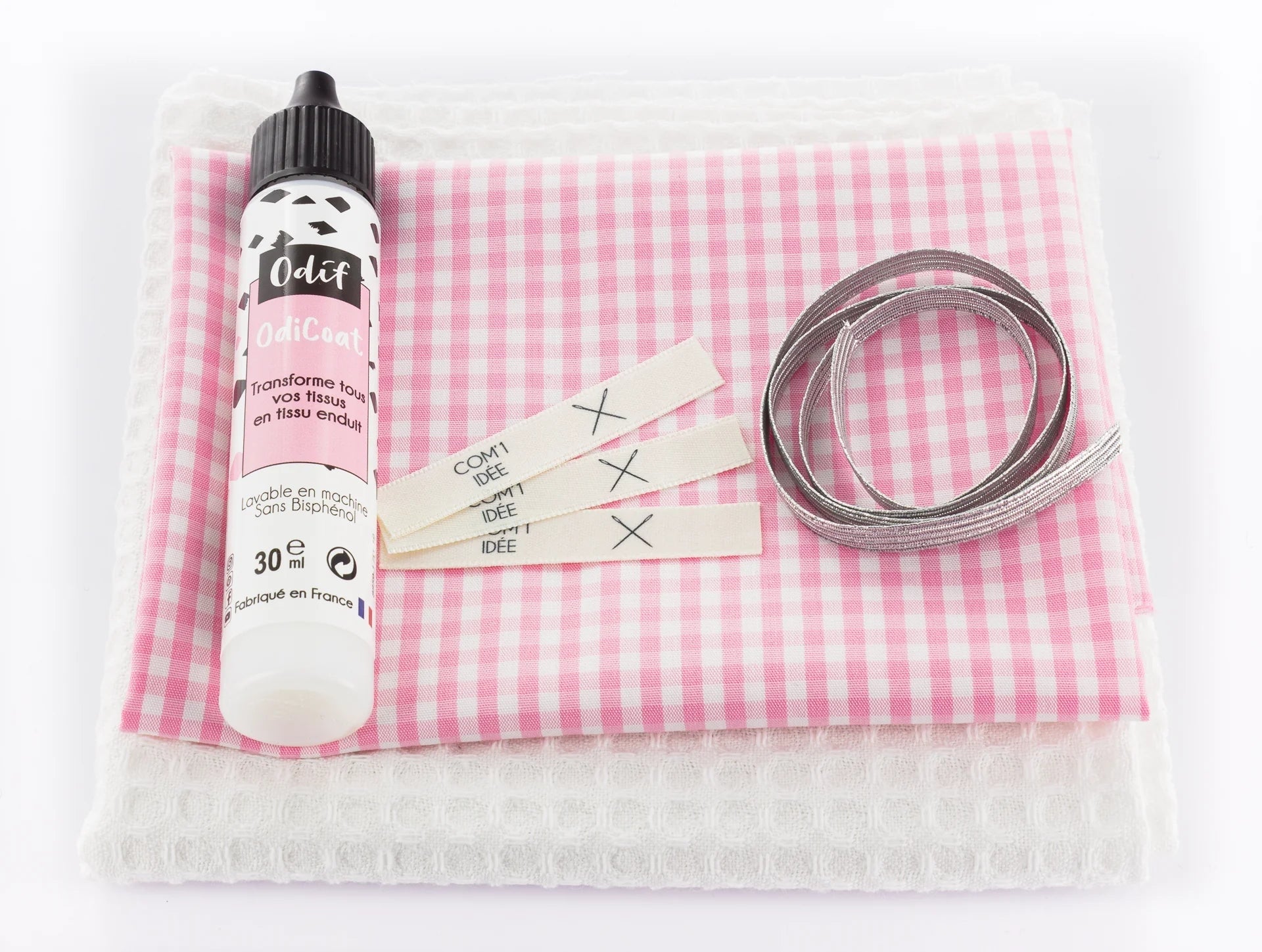 Kit Couture Nomade “Vichy Rose” – Étui Brosse à Dents & Pochettes Savon DIY Com'1 Idée