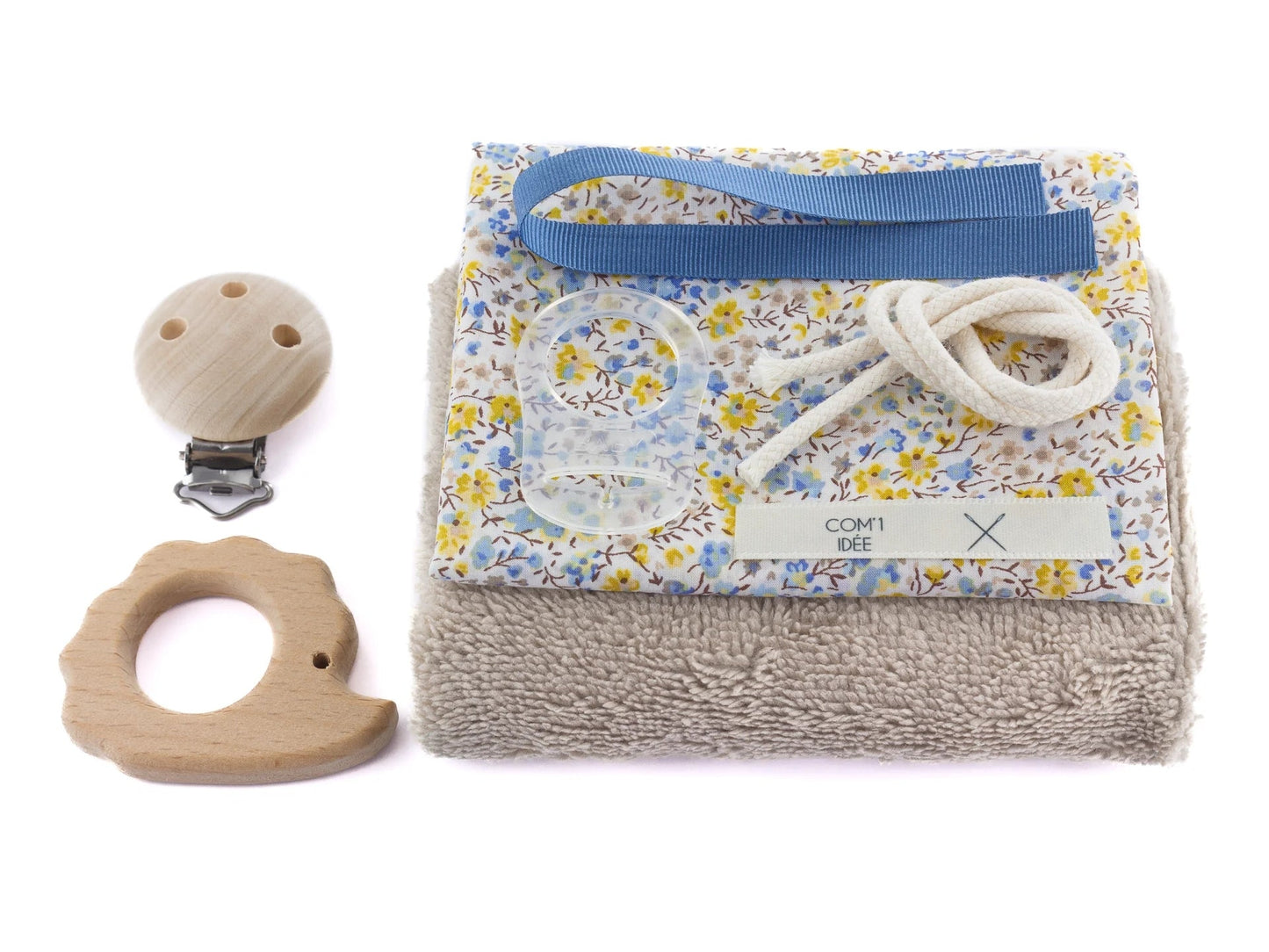 Kit Naissance Bébé “Renard” – Doudou & Attache-Tétine Liberty DIY Com'1 Idée