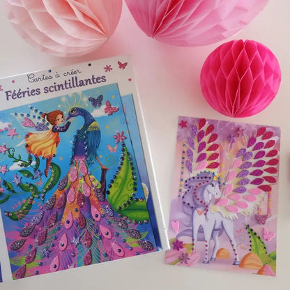 Coffret cartes à créer Féeries scintillantes – 6 cartes créatives enfant 5 ans+ – Créa Lign Créa lign
