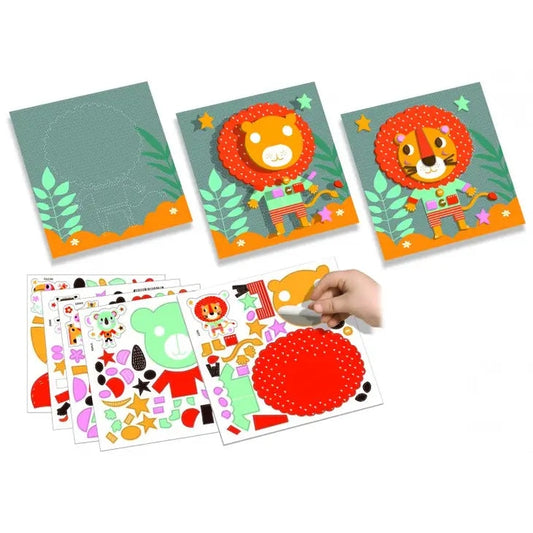 Portraits en relief animaux de la savane – Activité créative enfant 3 ans+ – CréaLign’ Créa lign