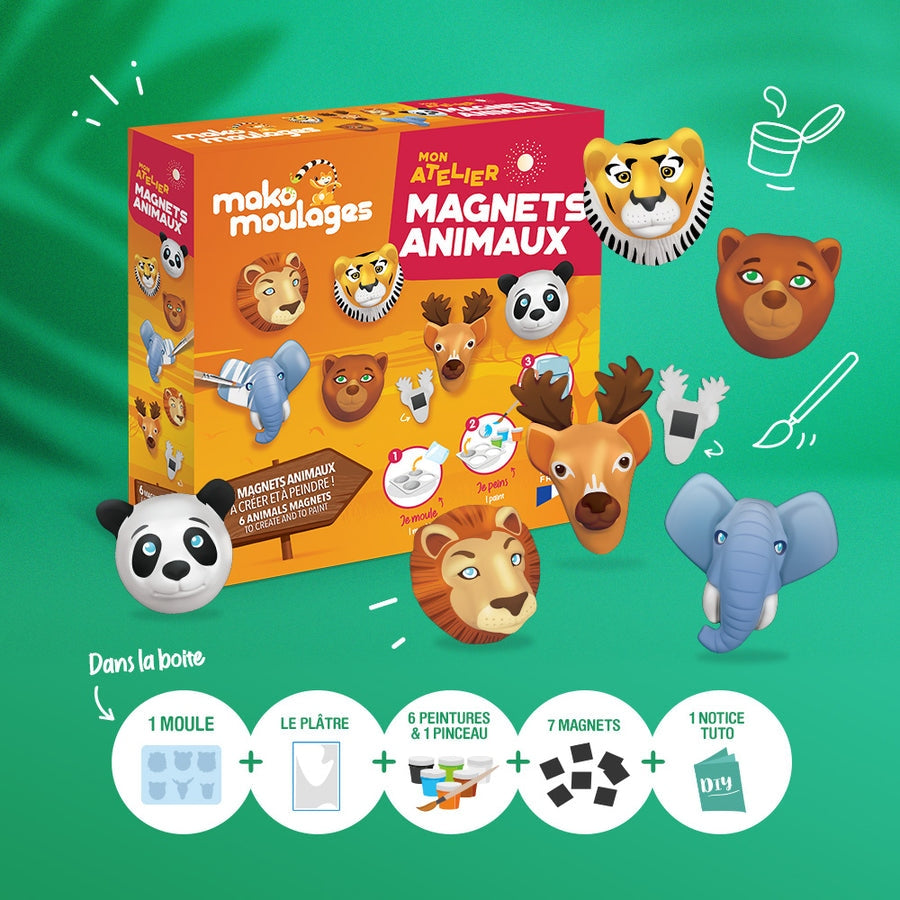 Mako moulages – Mon Atelier Magnets Animaux | Kit créatif DIY enfants dès 5 ans Mako moulage