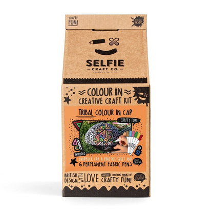 Casquette Snapback Tribal à colorier – Kit créatif enfant avec feutres textile Selfie Craft Co