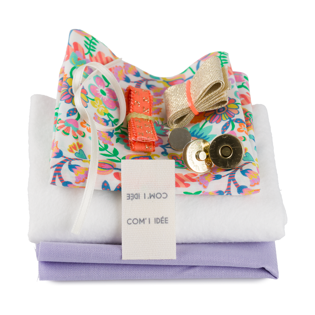Kit petite pochette bijoux Gaïa – Kit couture DIY Liberty Fabric Com'1 Idée