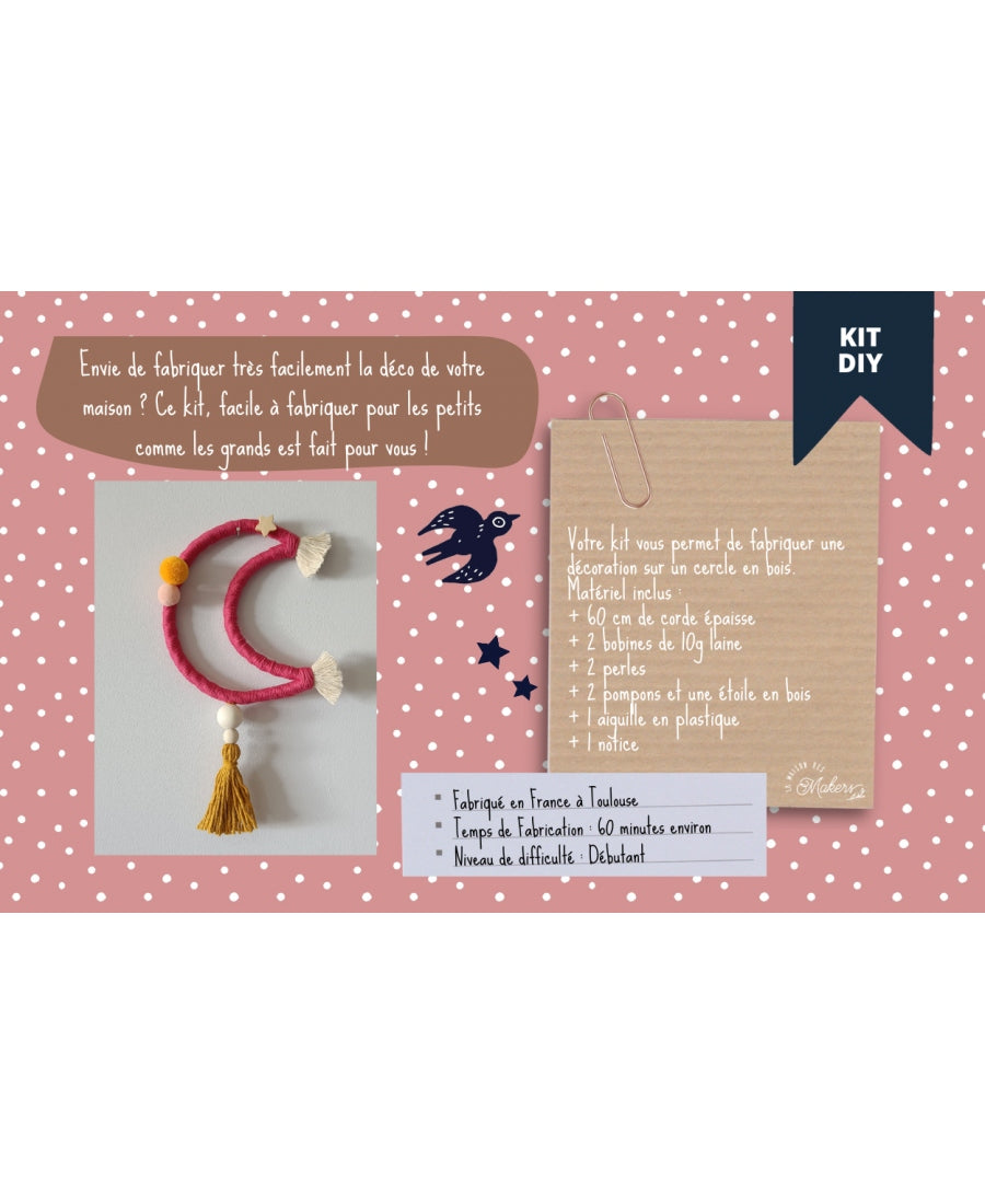 Kit Créatif Petit Maker – Je fabrique ma Lune en Corde Fushia | DIY enfant facile & complet La Maison des Makers