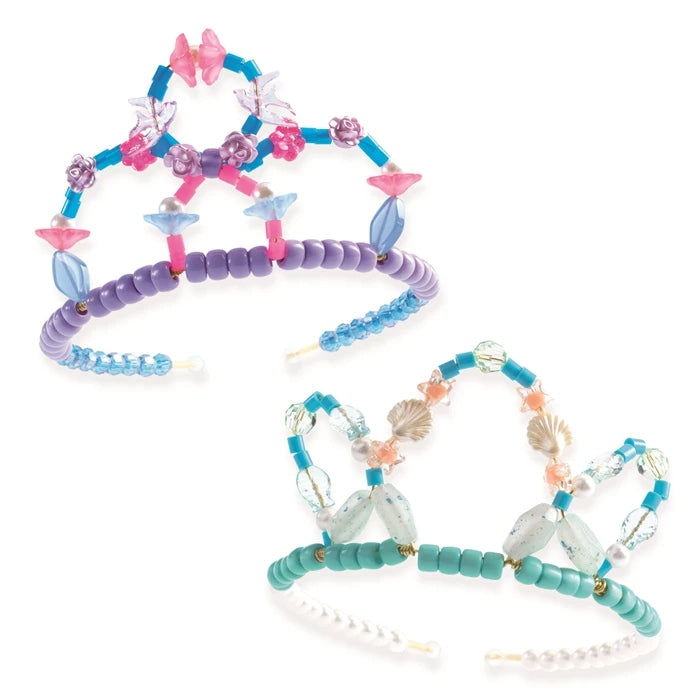 Création de tiares avec perles acryliques bleues scintillantes