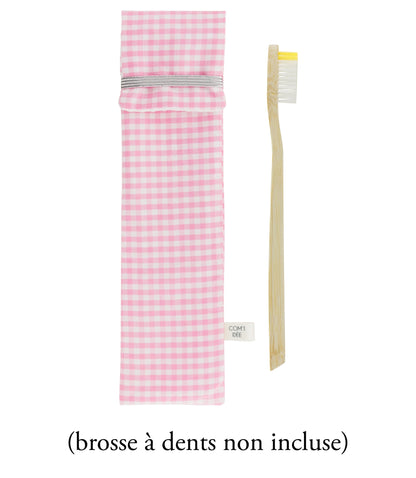 Kit Couture Nomade “Vichy Rose” – Étui Brosse à Dents & Pochettes Savon DIY Com'1 Idée