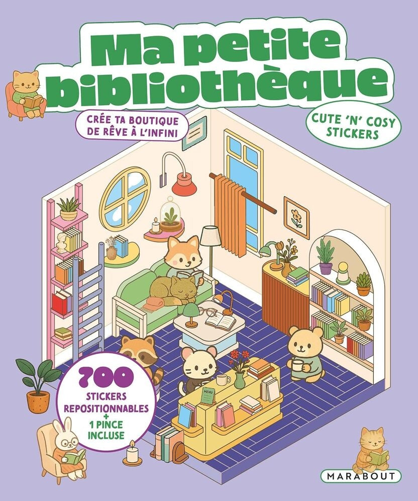 Cozy Stickers – Ma Petite Librairie | 700 stickers repositionnables & 7 scènes à créer Editions Marabout