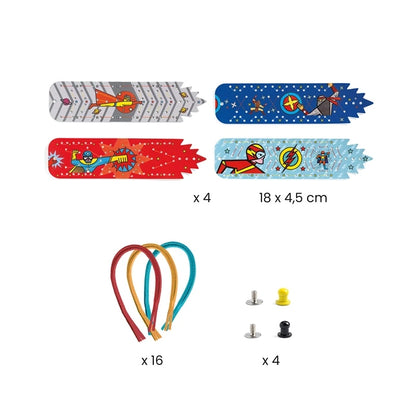 DIY Bracelets Super-Pouvoirs Djeco – Kit Créatif pour Fabriquer 4 Bracelets de Super-Héros Djeco