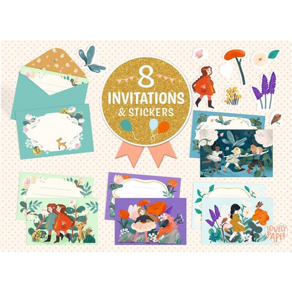Enfant personnalisant ses invitations d'anniversaire sur le thème du jardin