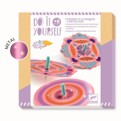 DIY Gyroscopes Flower Power Djeco – Kit Créatif 12 Toupies Métallisées à Décorer Djeco