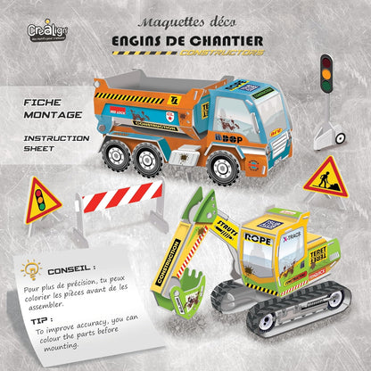 Maquettes engins de chantier – Coffret créatif enfant 6 ans+ Créa lign