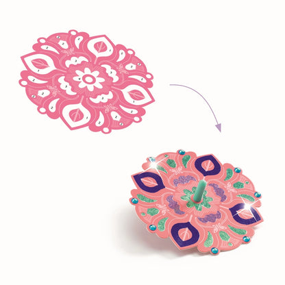 DIY Gyroscopes Flower Power Djeco – Kit Créatif 12 Toupies Métallisées à Décorer Djeco