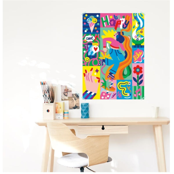 Poster Créatif BE HAPPY ! + 270 Stickers – Activité Ludique dès 8 ans poppik
