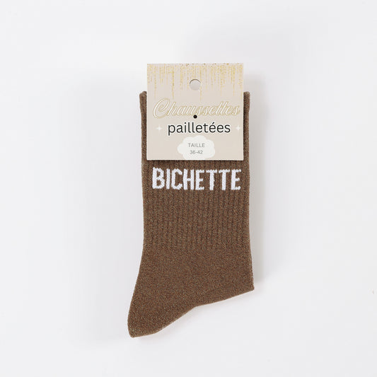 Chaussettes BICHETTE à Paillettes – Message Tendre & Fun (36-42) JOY!