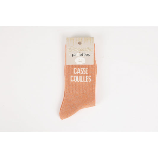 Chaussettes CASSE-COUILLES à Paillettes – Message Drôle & Assumé (36-42) JOY!