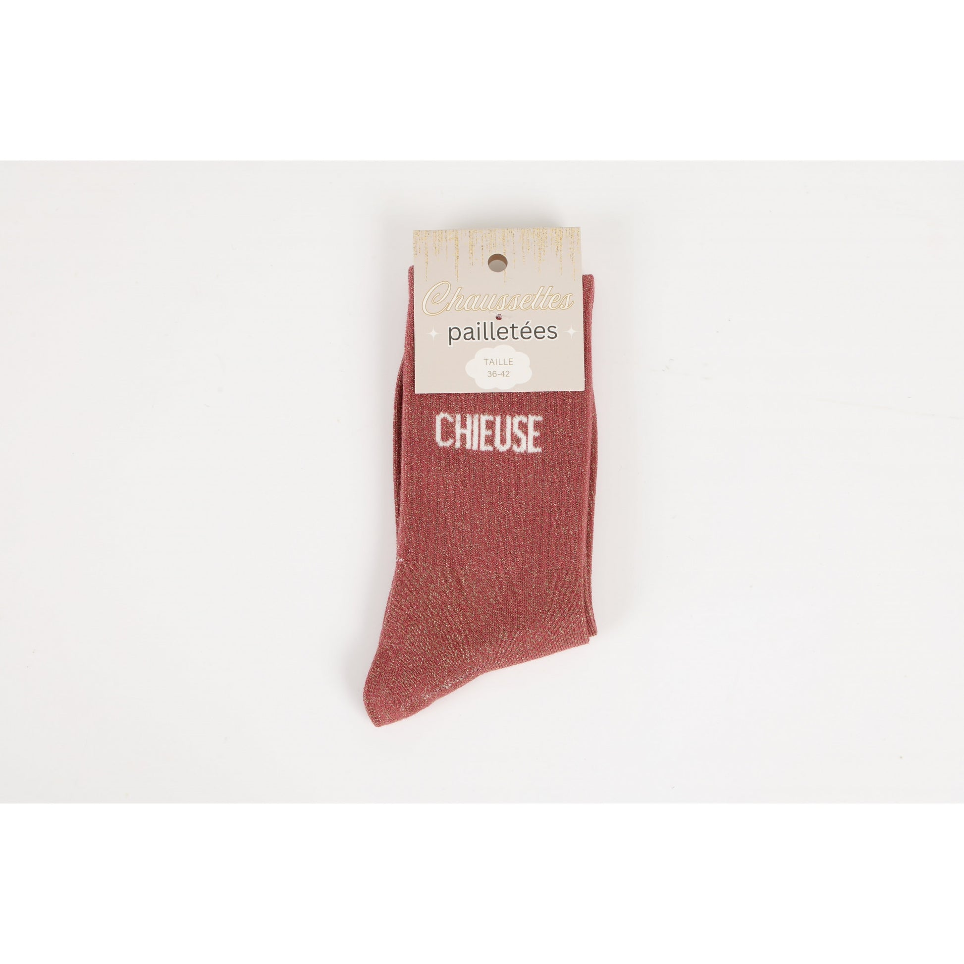 detail message chieuse rouge chaussettes fantaisie femme