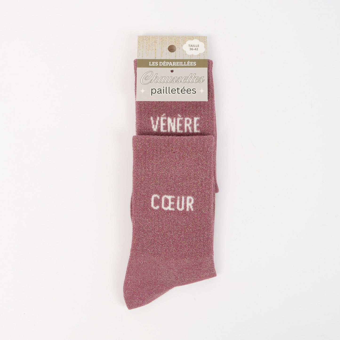 Chaussettes Dépareillées COEUR / VÉNÈRE à Paillettes (36-42) JOY!