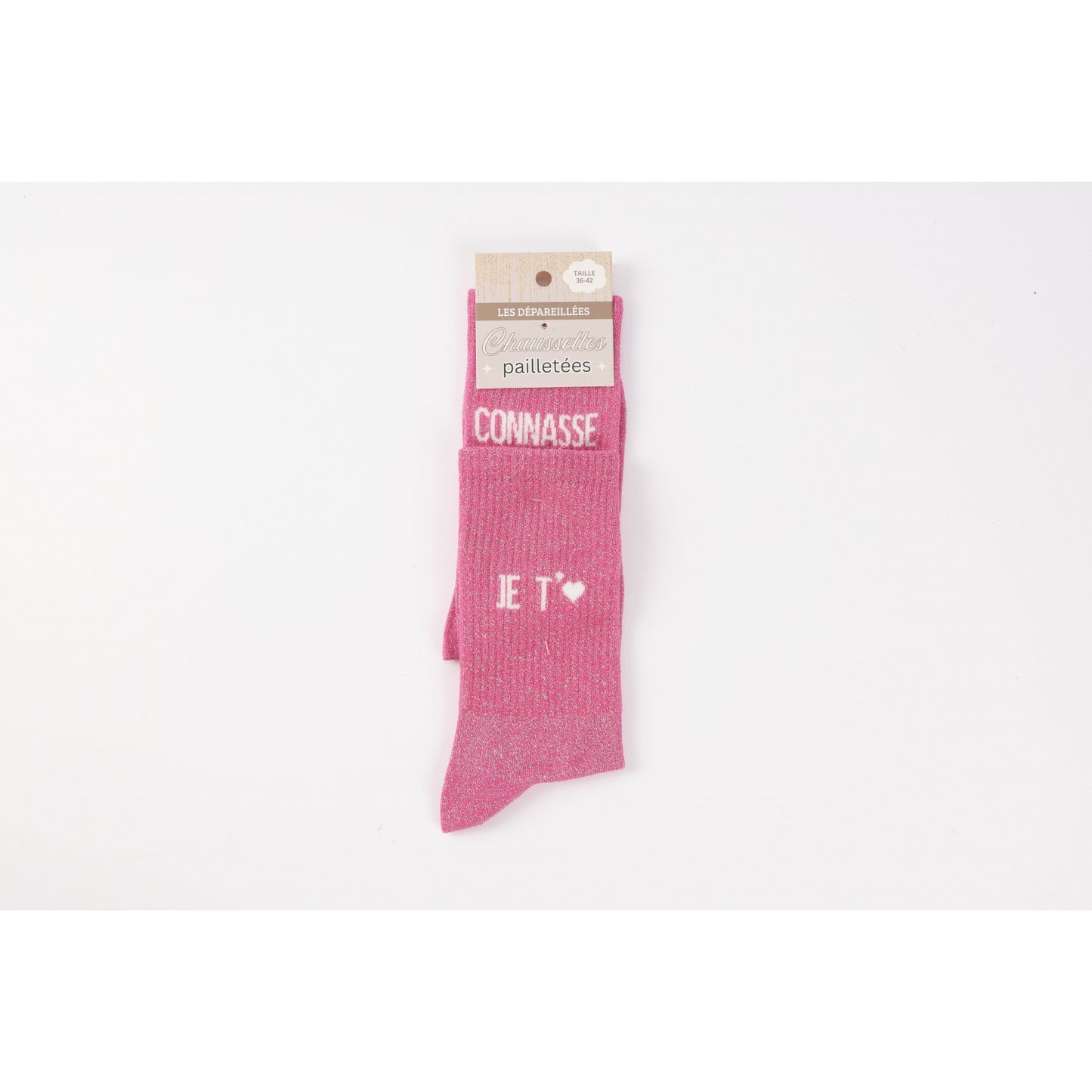 Chaussettes Dépareillées CONNASSE / JE T’AIME à Paillettes (36-42) JOY!