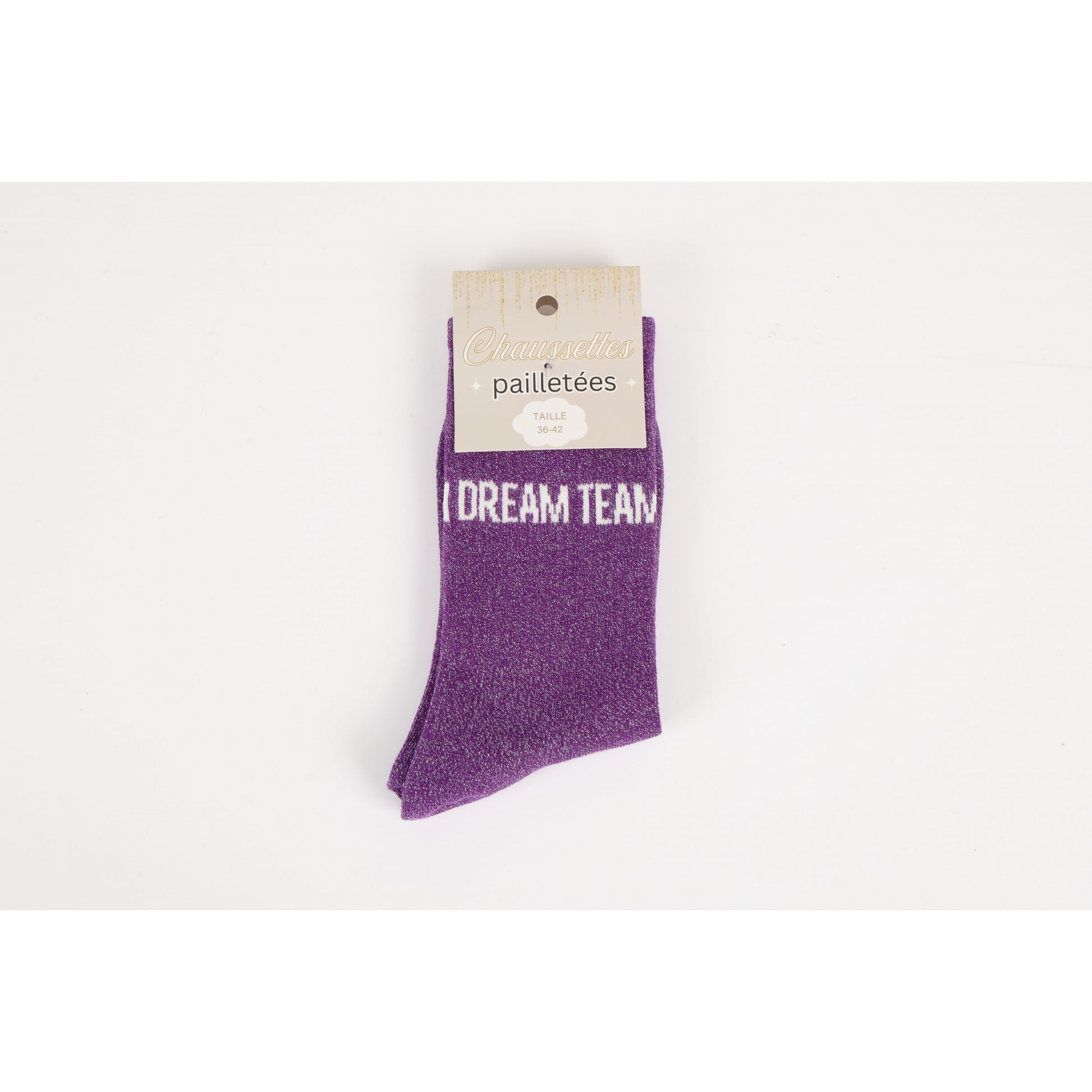 détail message dream team chaussettes fantaisie extensibles