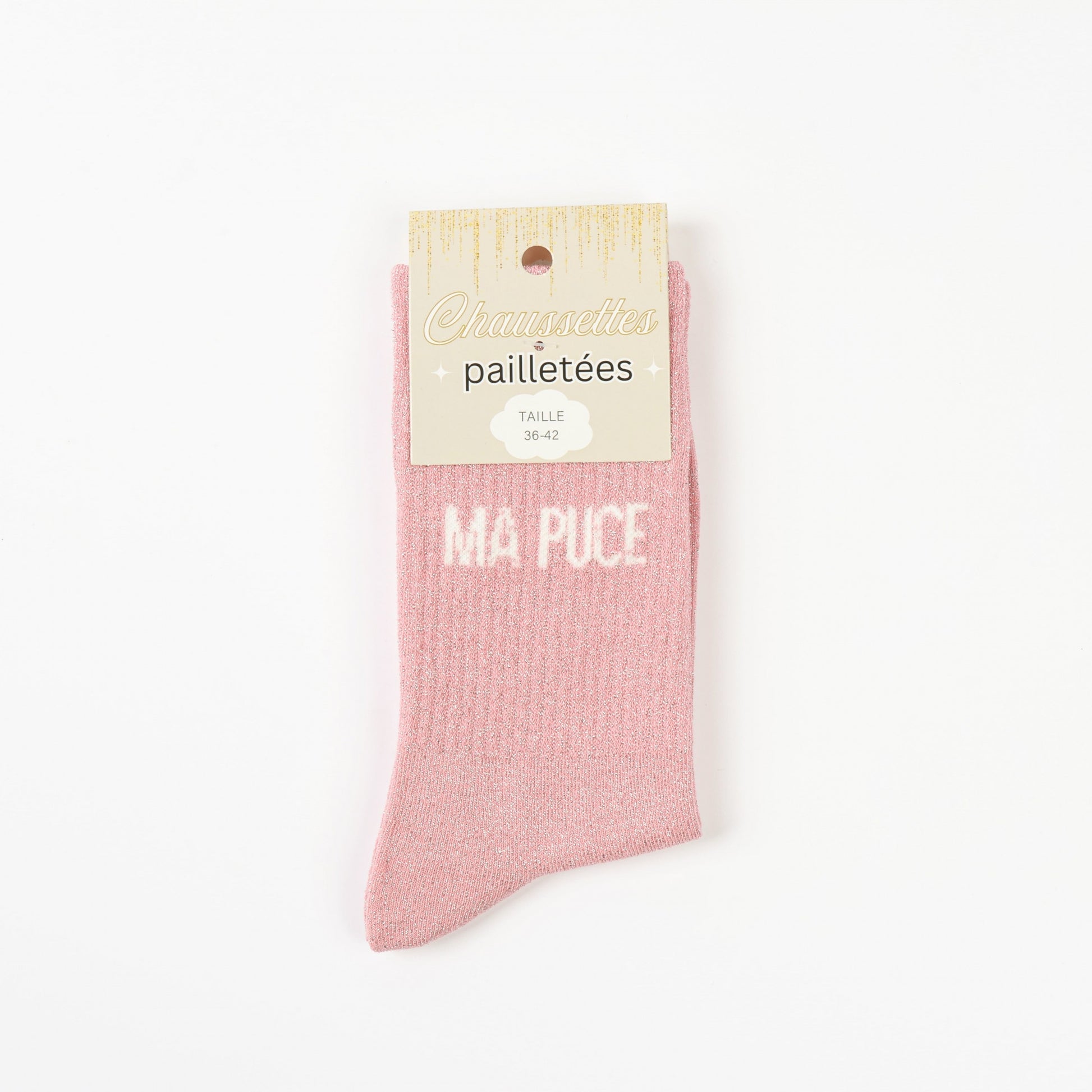 detail message ma puce chaussettes fantaisie femme