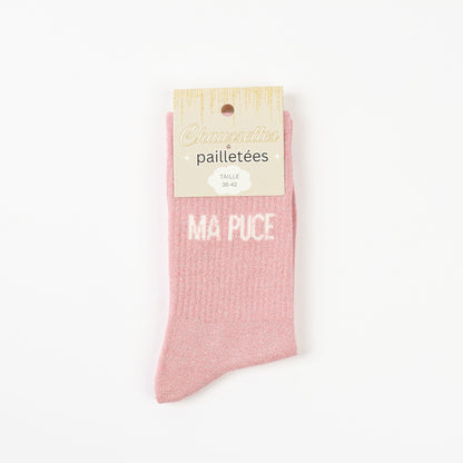 detail message ma puce chaussettes fantaisie femme