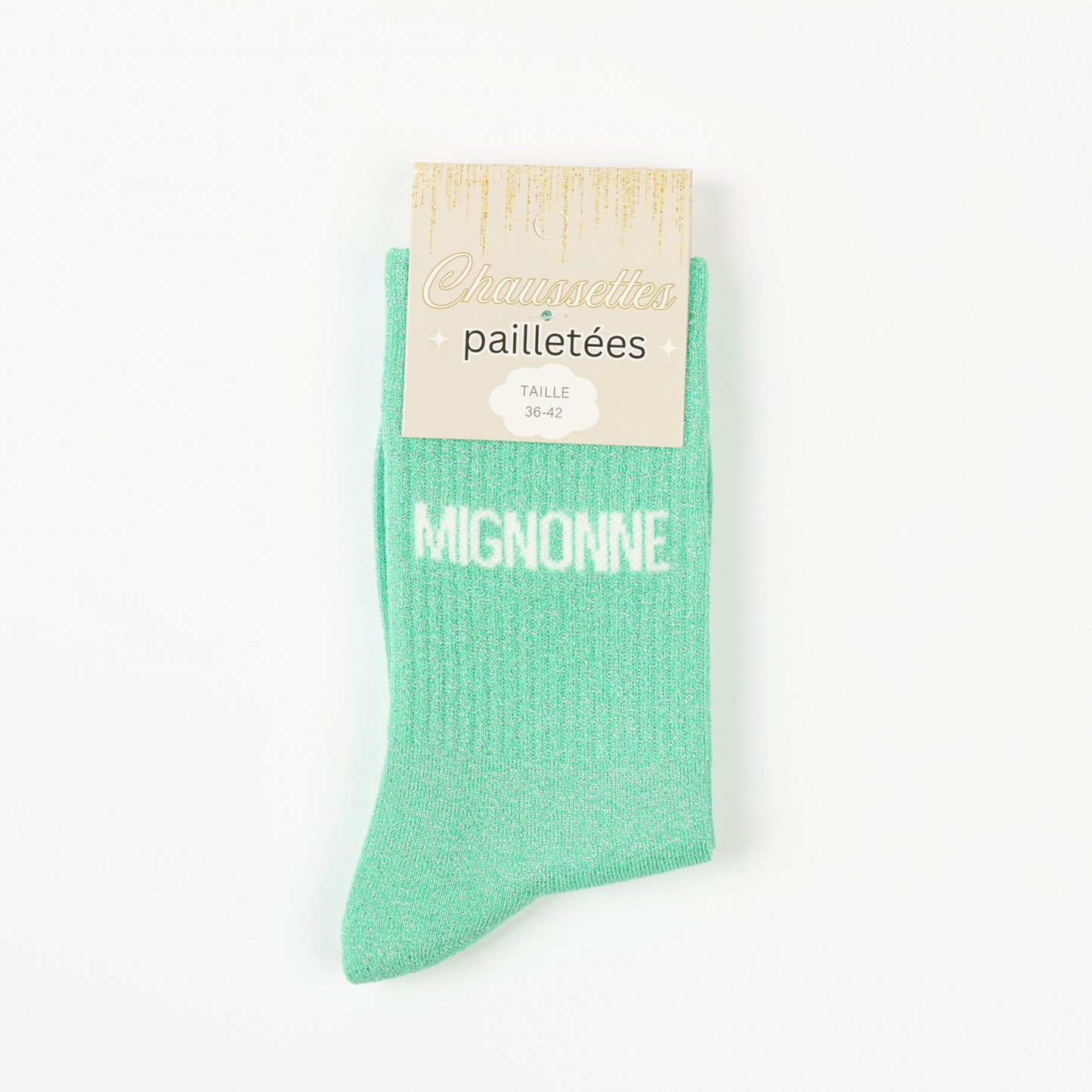 detail message mignonne chaussettes fantaisie femme