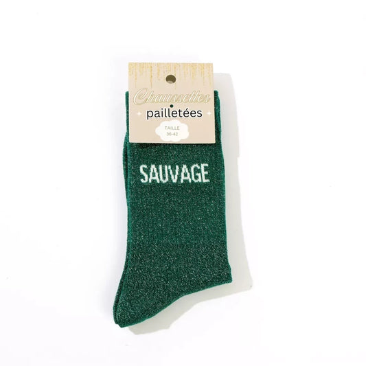 detail message sauvage chaussettes fantaisie femme