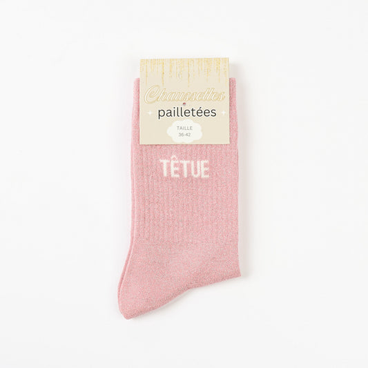 detail message tetue chaussettes fantaisie femme