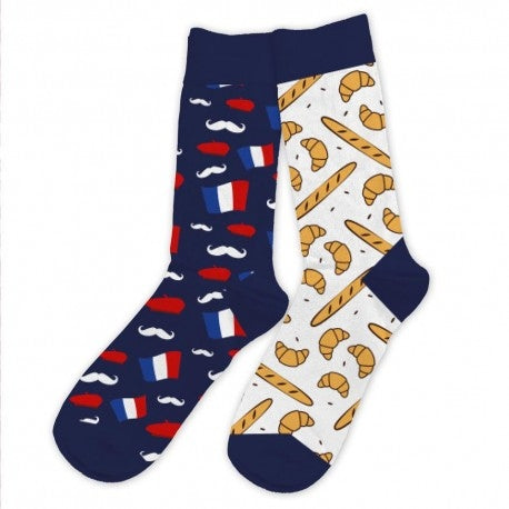 détail motif baguette chaussettes fantaisie france unisexe