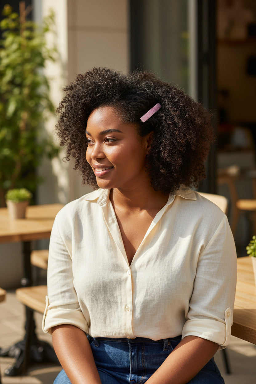 Barrette Iconic Aquarelle rose nacré – Joy Cadeaux (5,5 cm) LA PETITE EPICERIE