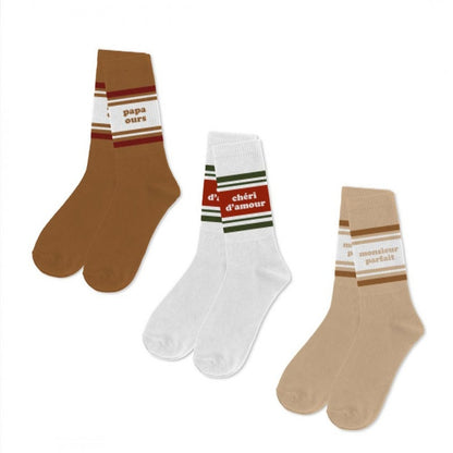 Coffret Trio Chaussettes Homme Fantaisie – Papa Ours / Chéri d’Amour / Monsieur (39/45) JOY!