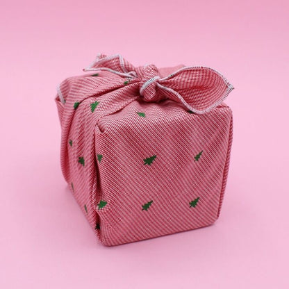 Furoshiki Petits Sapins en coton – Emballage cadeau zéro déchet (4 tailles) Machatatelier