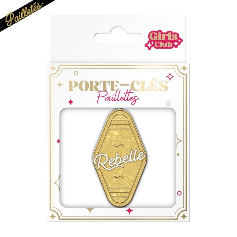 Porte-clés paillettes Rebelle – Porte-clés rétro brillant | Joy Cadeaux JOY!