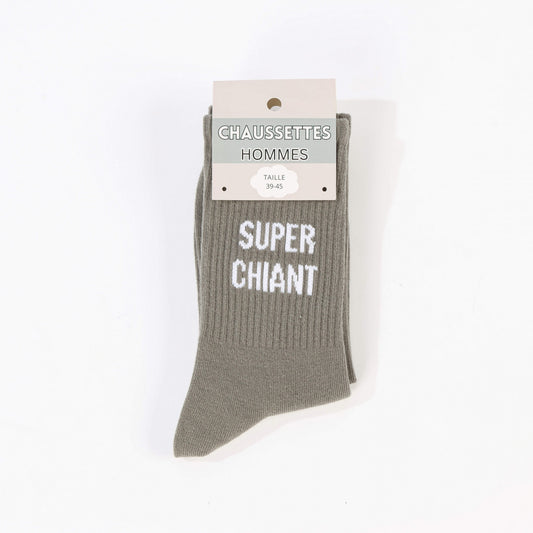 Chaussettes Humoristiques “Super Chiant” – Cadeau Fun & Décalé JOY!