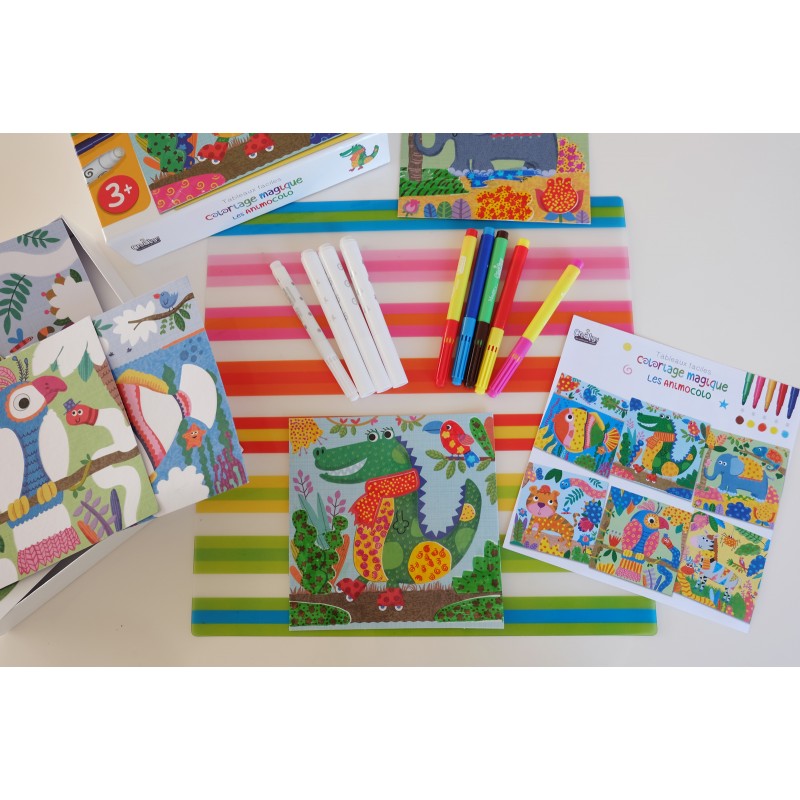 Tableaux Faciles – Coloriage magique "Les Animocolo" (CREALIGN) | Coffret 6 tableaux feutrine Créa lign