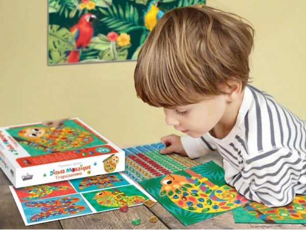 DIAMS Mosaïque "Tropicoanimo" (CREALIGN) | Coffret 6 tableaux scintillants dès 3 ans Créa lign